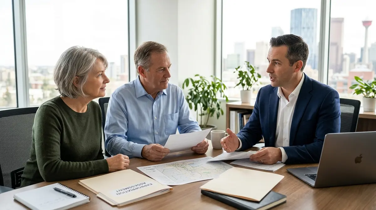 Calgary homeowner consulting with a legal expert about expropriation compensation