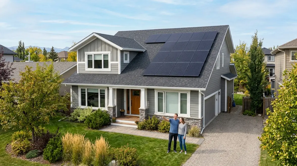Calgary home with new solar panels installed on the roof