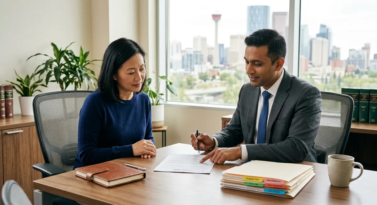 Calgary homeowner consulting with an independent real estate lawyer to protect property title