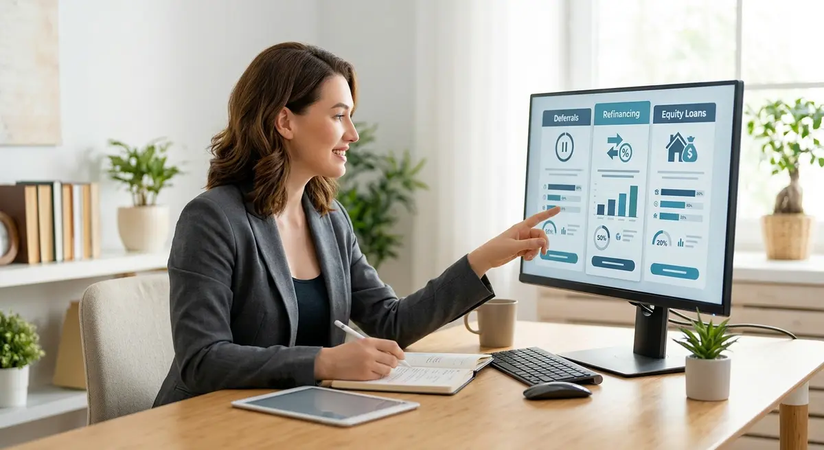 Comparison chart showing different mortgage relief options including deferrals, refinancing, and equity loans