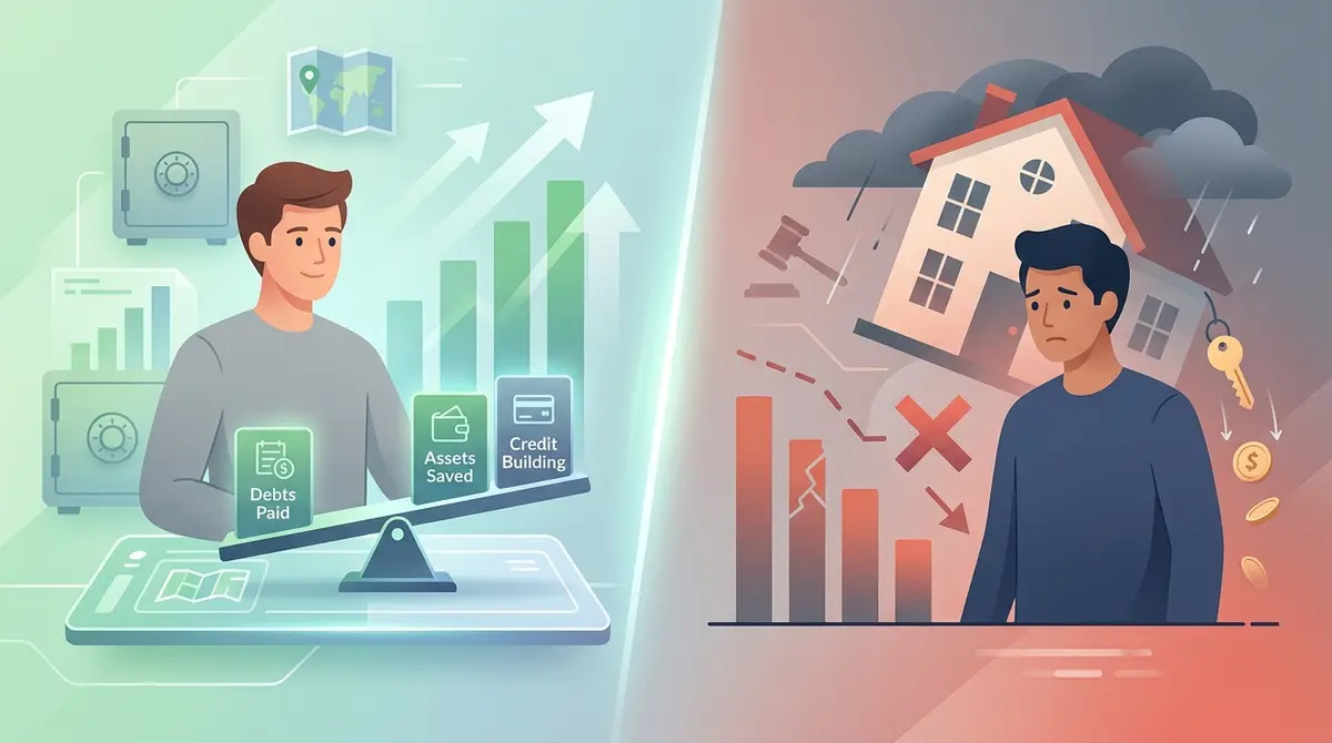 A side-by-side comparison chart of consumer proposal versus foreclosure impacts
