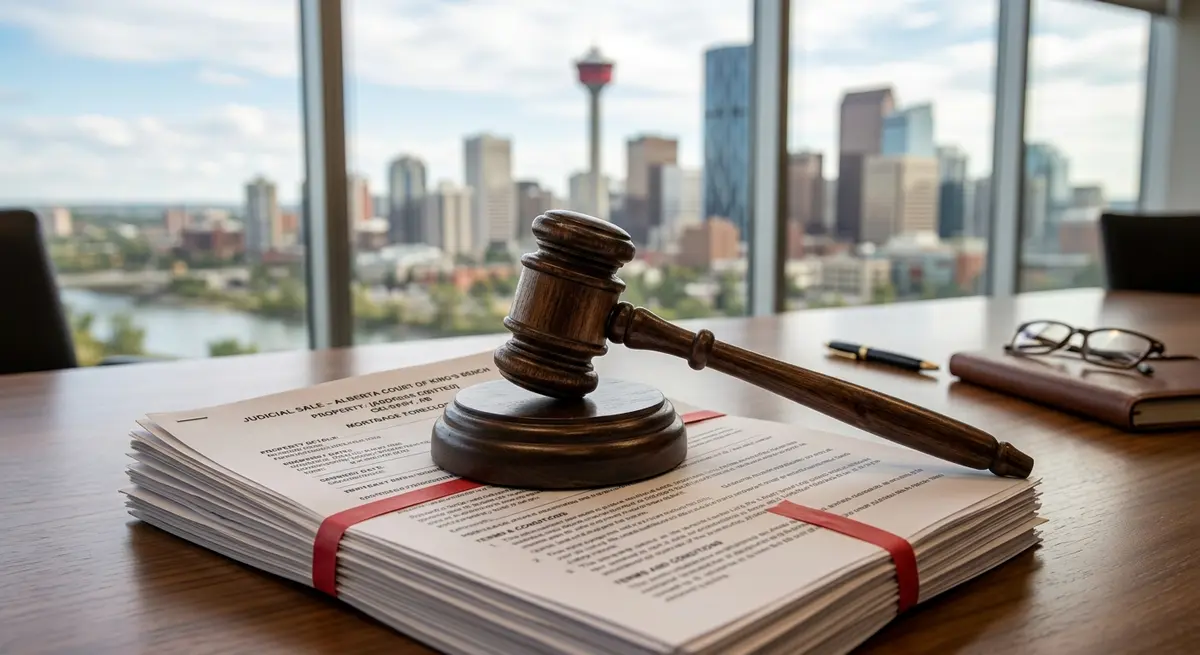 A gavel resting on real estate documents representing Calgary judicial sales