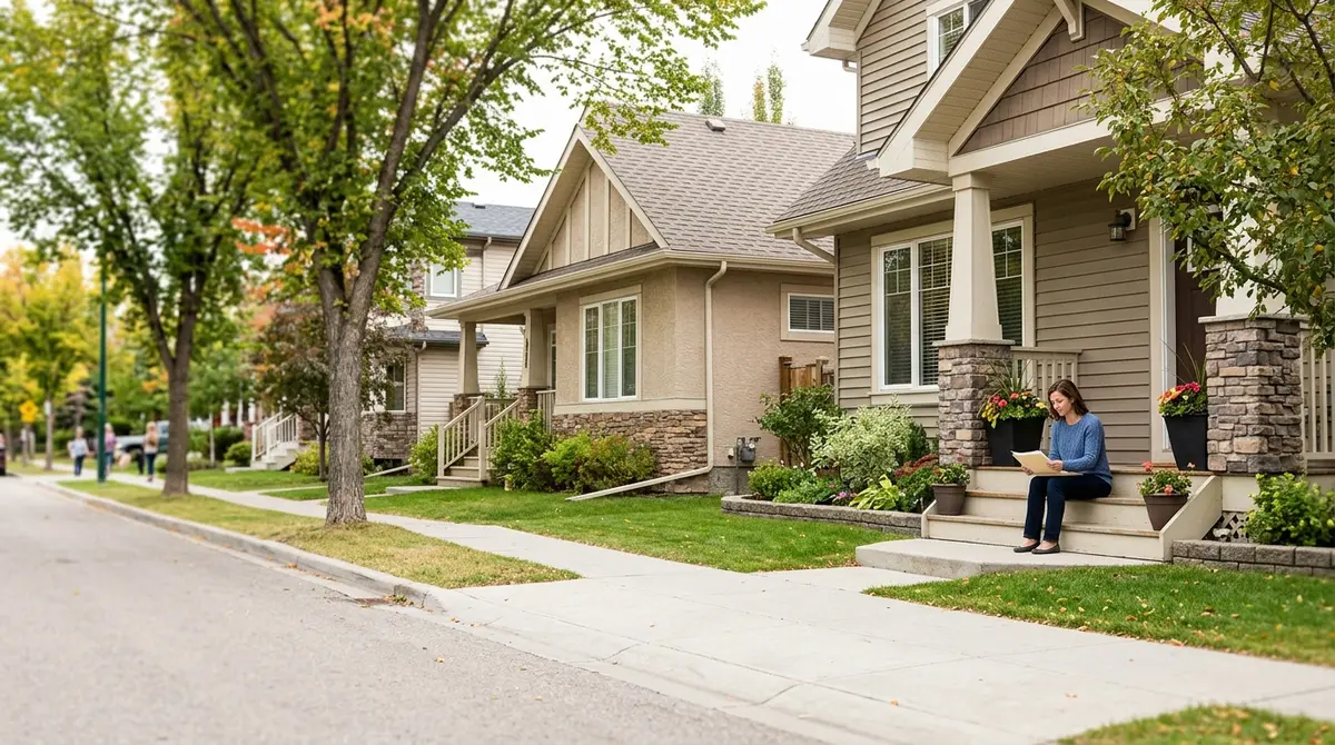 A Calgary residential street showing homes protected by foreclosure hardship programs