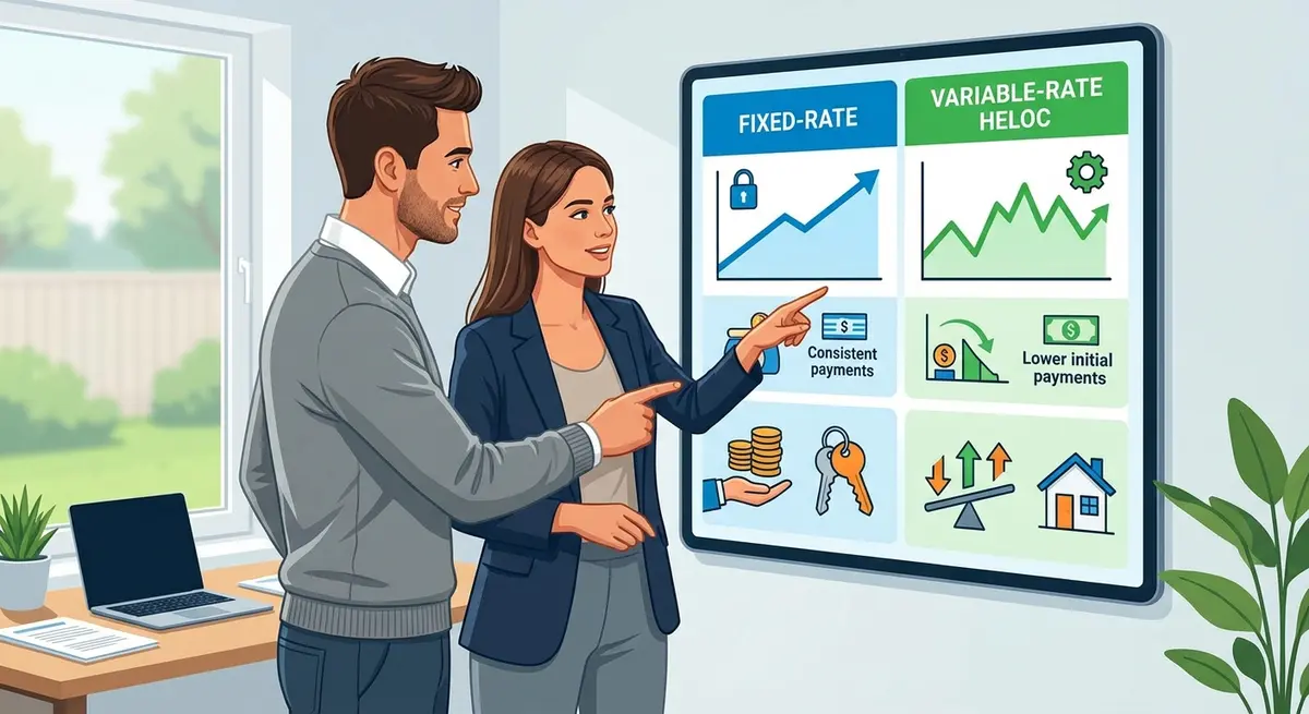 Comparison chart showing the benefits of fixed-rate secondary financing versus variable-rate HELOCs