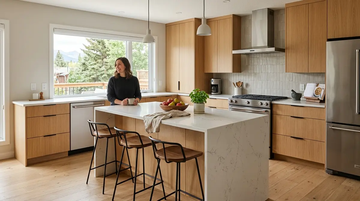 A modern renovated kitchen in a Calgary home, demonstrating how strategic property upgrades increase home equity