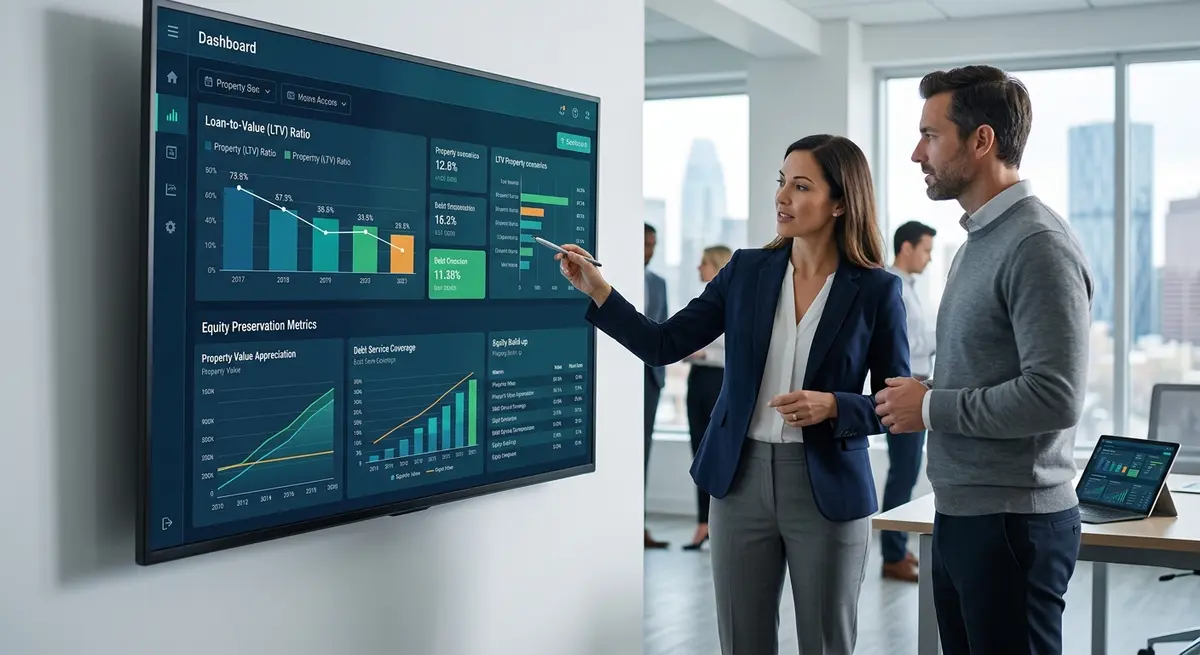 Digital financial dashboard showing Loan-to-Value ratios and equity preservation metrics for a Calgary property