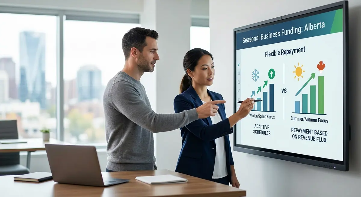 Comparison chart showing flexible repayment structures for seasonal business funding in Alberta
