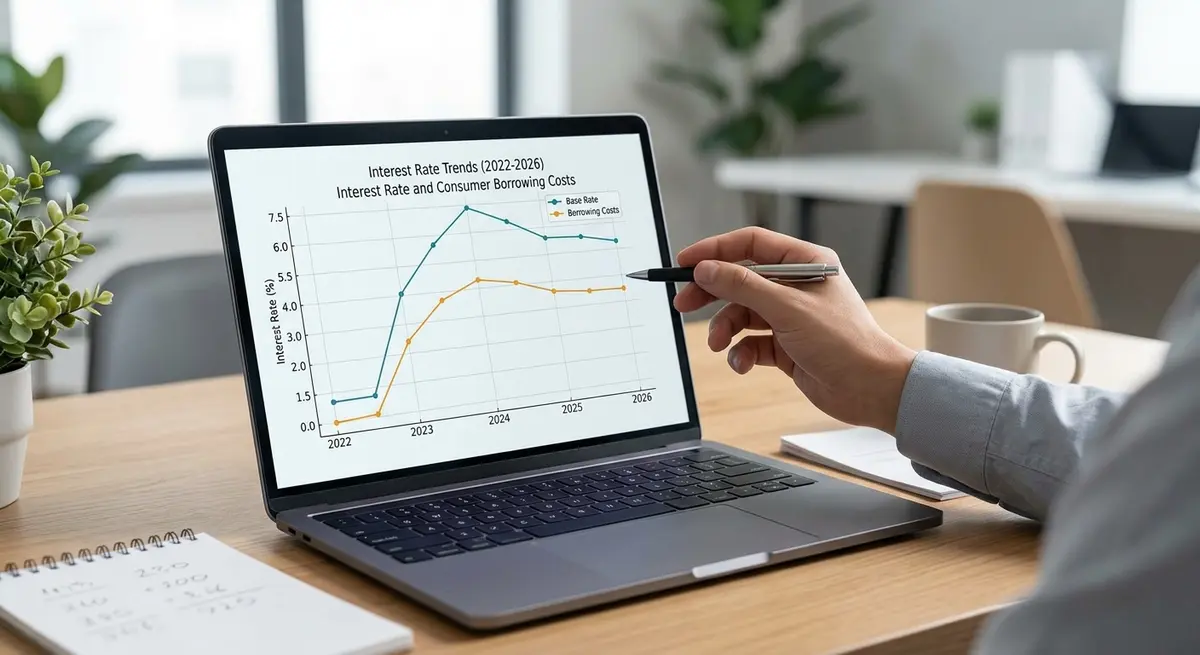 Graph showing Bank of Canada interest rate trends and their impact on consumer borrowing costs from 2022 to 2026