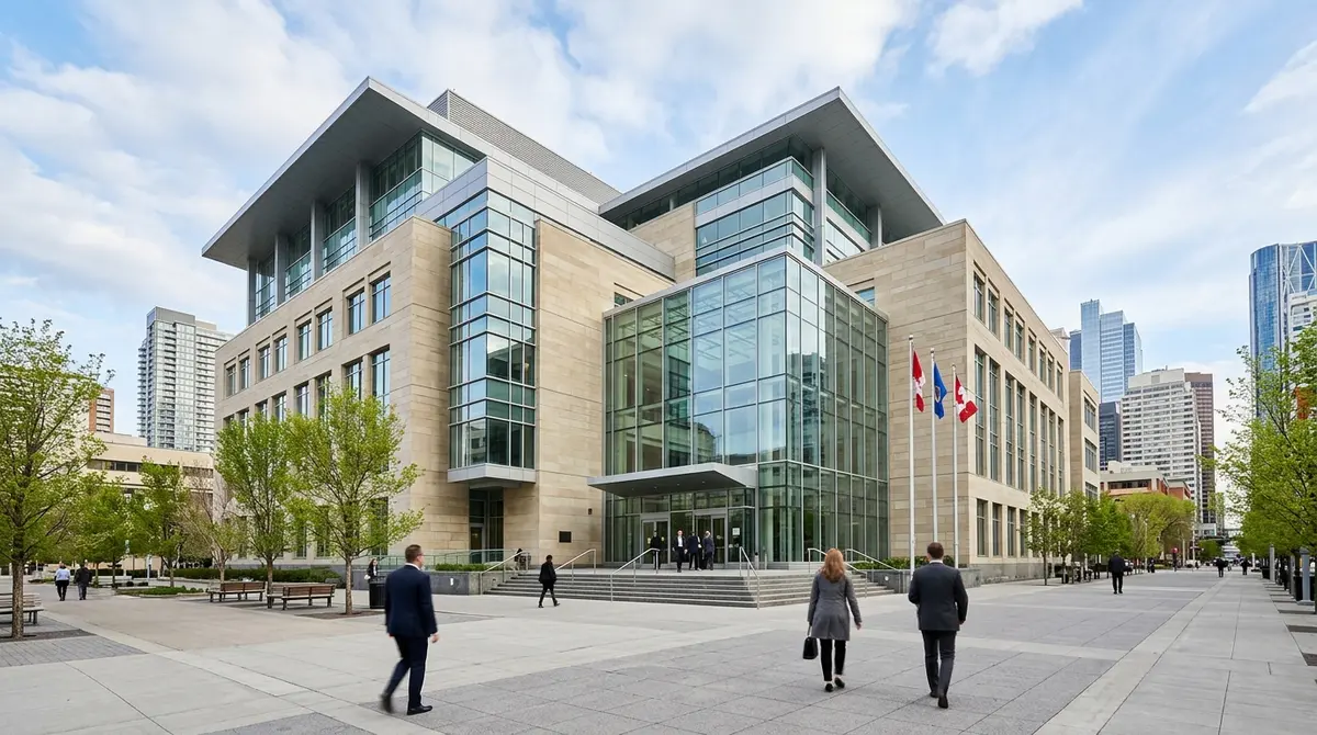 A Calgary courthouse building representing the judicial oversight of property sales in Alberta