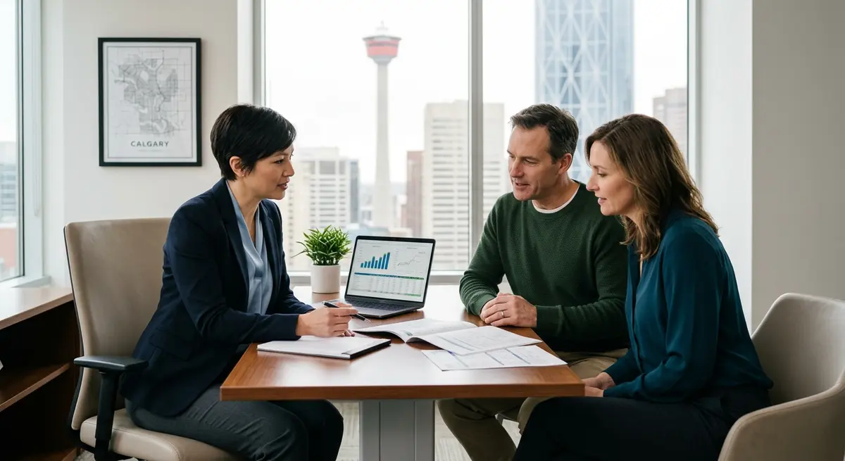 Financial advisor helping a Calgary homeowner restructure debt to maintain spousal support payments