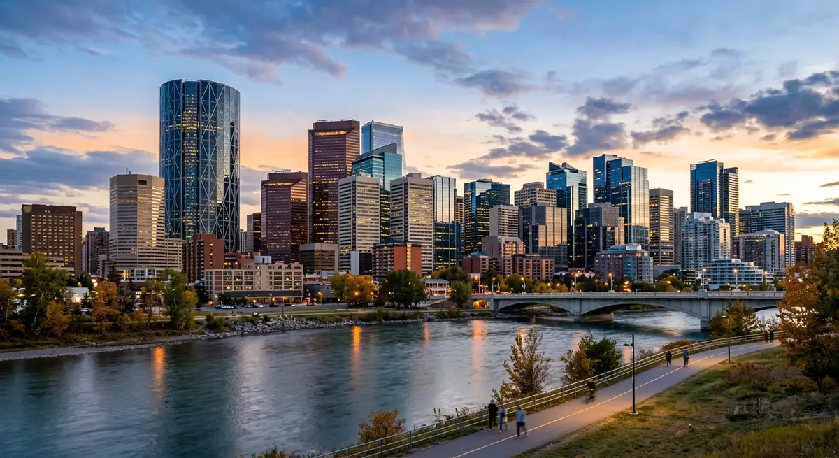 Calgary skyline showing the financial district where major banks and credit unions are located