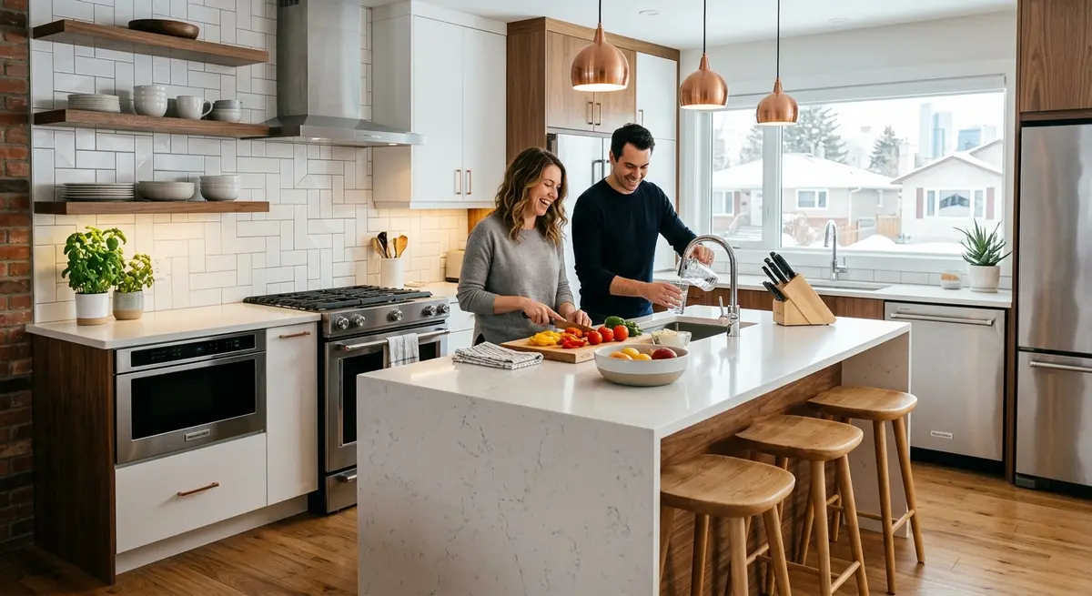 A modern renovated kitchen in a Calgary home funded by a second mortgage