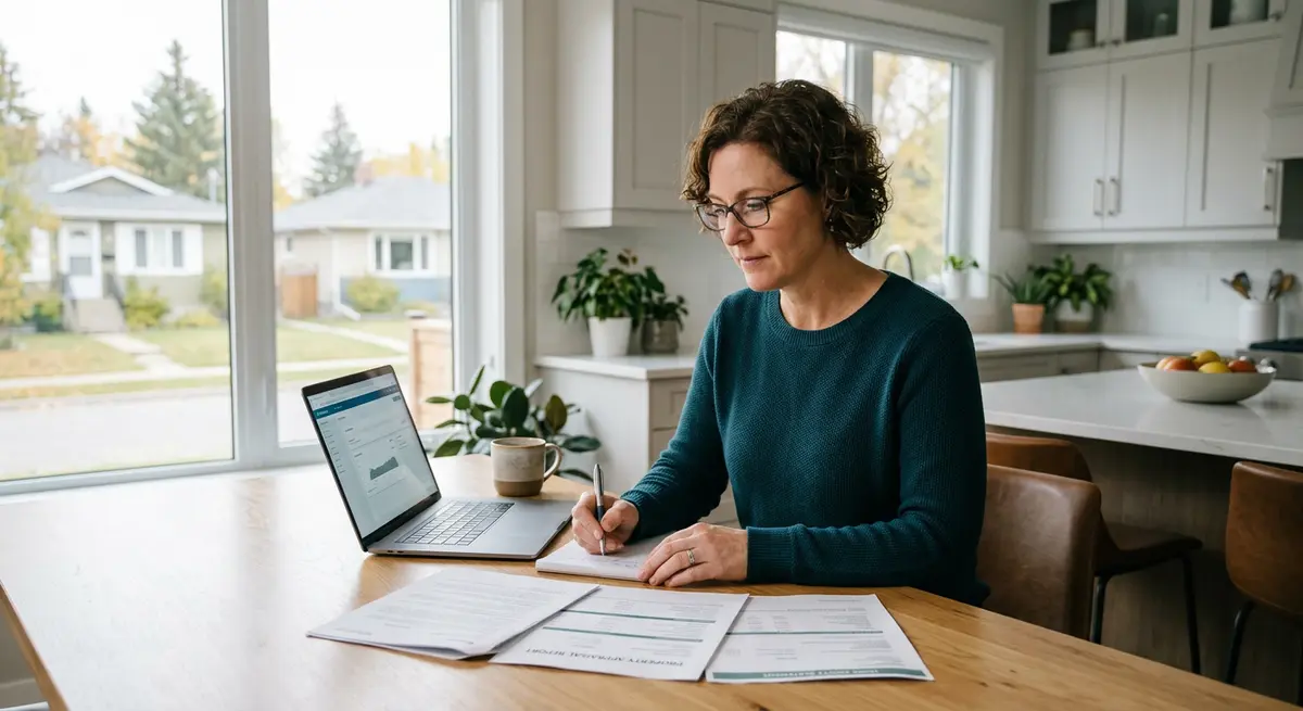 Calgary homeowner reviewing property appraisal and equity documents