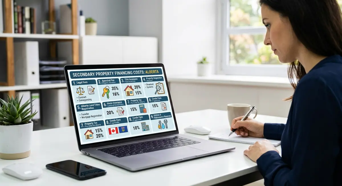 A detailed financial breakdown chart showing the various costs associated with secondary property financing in Alberta
