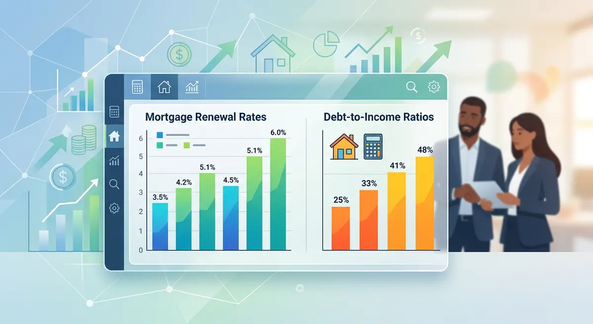 Comparison chart showing mortgage renewal rates and debt-to-income ratios