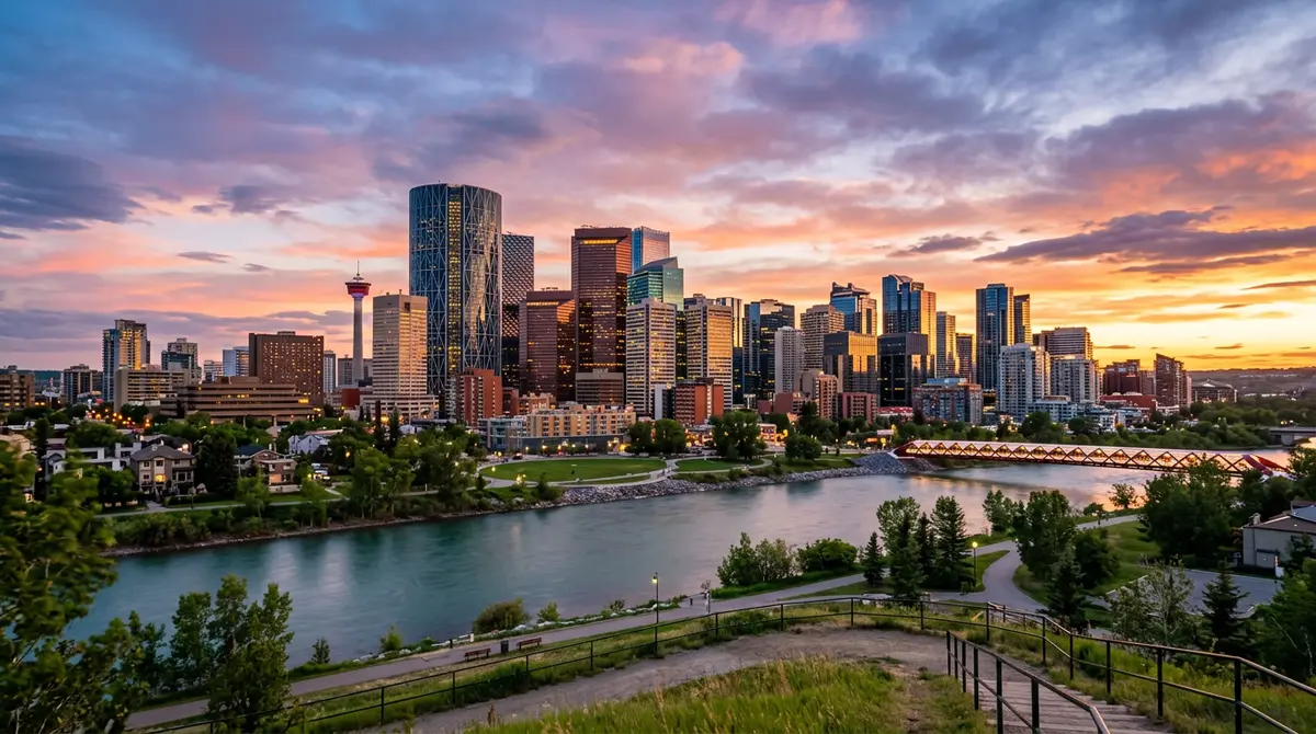 Calgary skyline at sunset representing the local real estate market and home equity potential