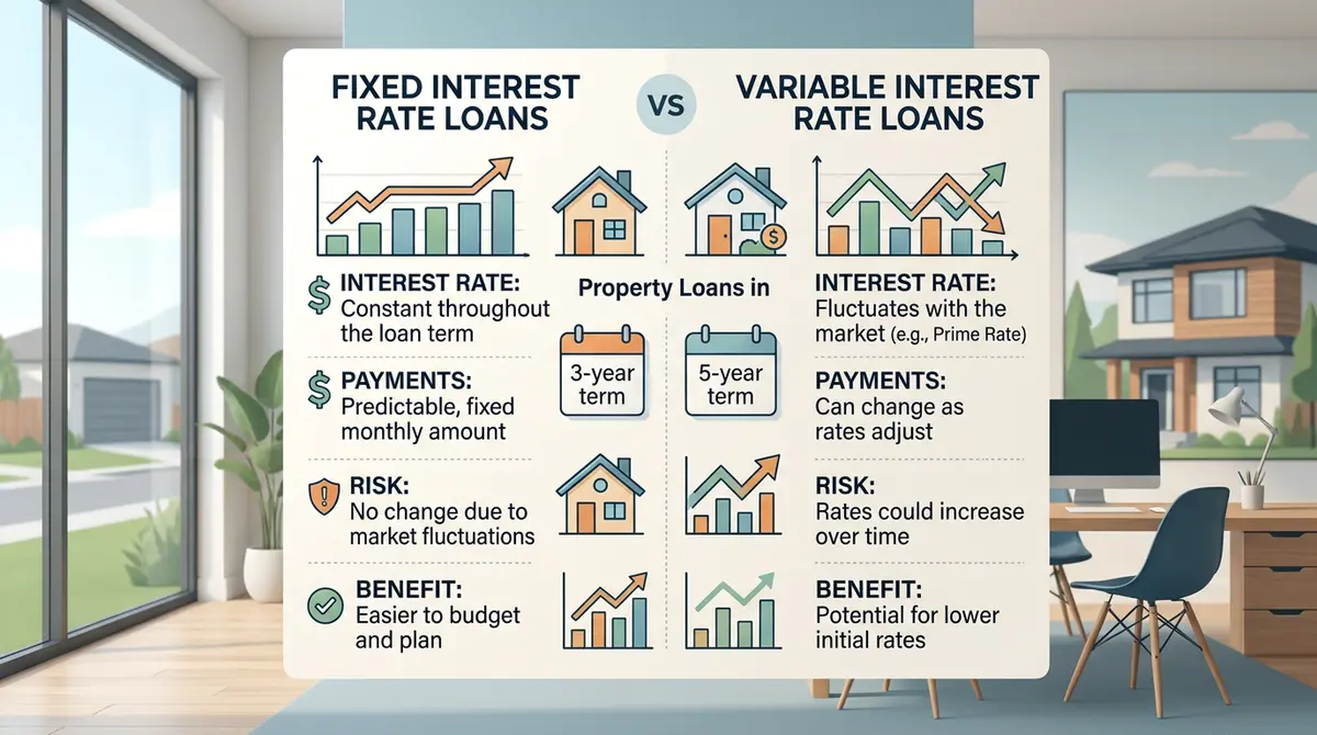 Comparison chart showing fixed versus variable interest rates for property loans in Alberta