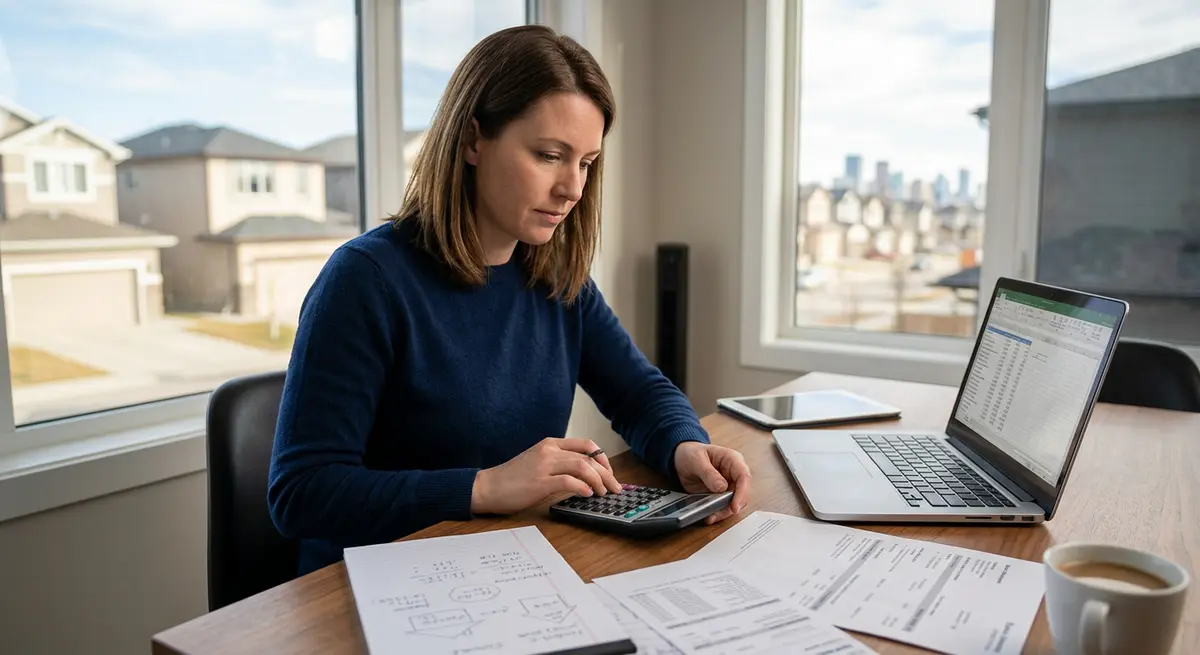 A self-employed Calgary business owner calculating their home equity for a stated income mortgage