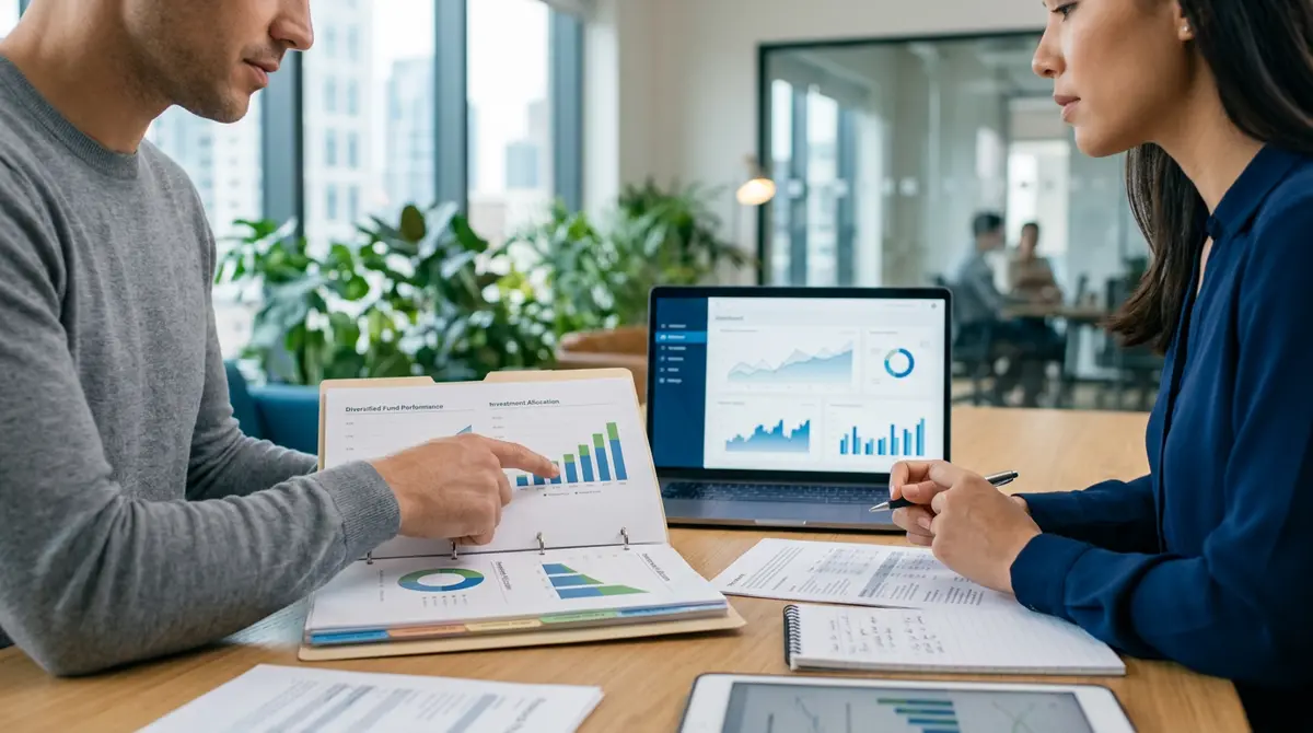 A close-up of a financial portfolio and investment charts being analyzed as an alternative to property financing