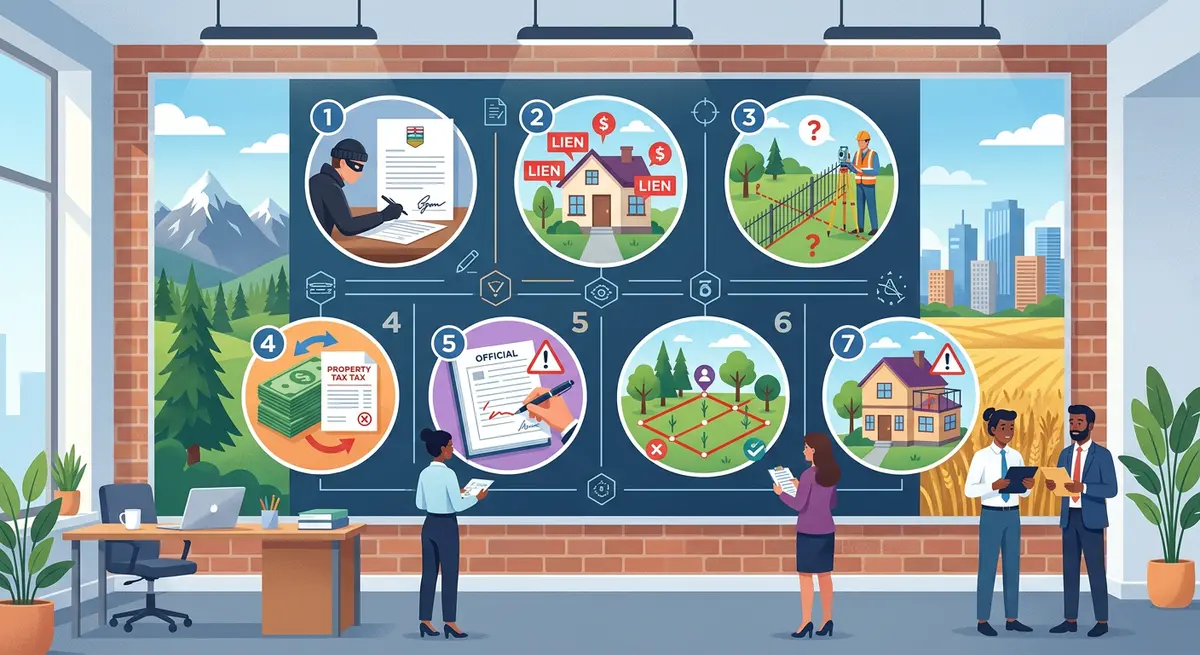 A detailed chart showing the 7 critical title defects covered by insurance in Alberta