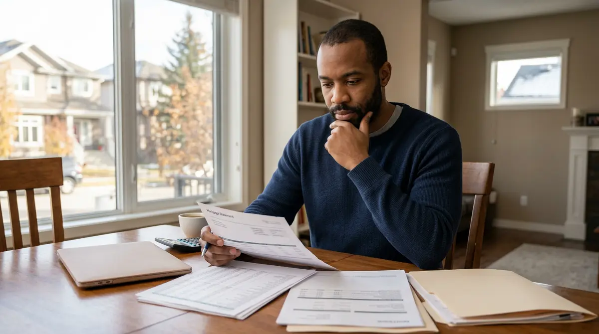 Calgary homeowner reviewing financial documents to find alternatives to bankruptcy during legal proceedings