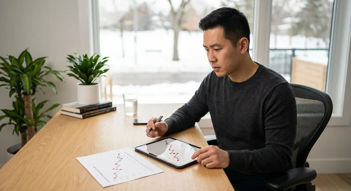 A declining credit score chart illustrating the financial impact of foreclosure in Canada