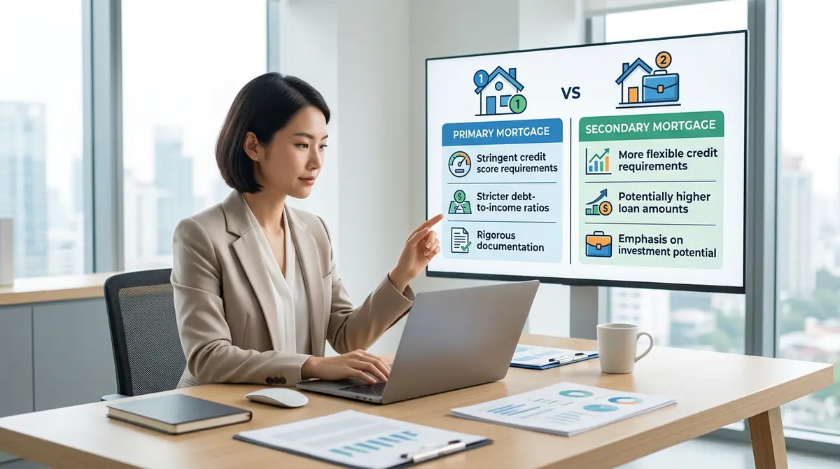 Comparison chart showing the strict underwriting differences between primary and secondary mortgages