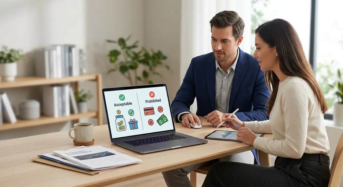 Comparison of acceptable and prohibited down payment sources for secondary financing