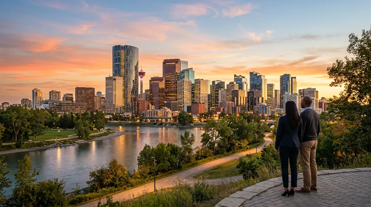 Calgary skyline at sunset representing the local real estate market and property equity