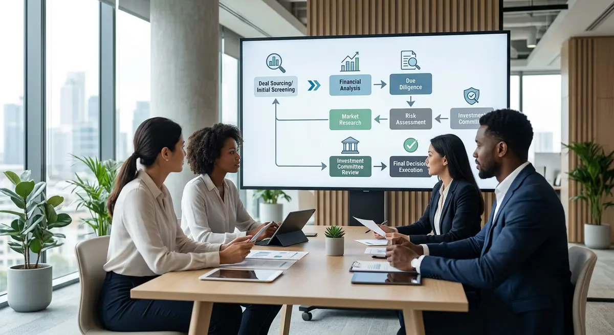 Step-by-step flowchart of the family office real estate underwriting process