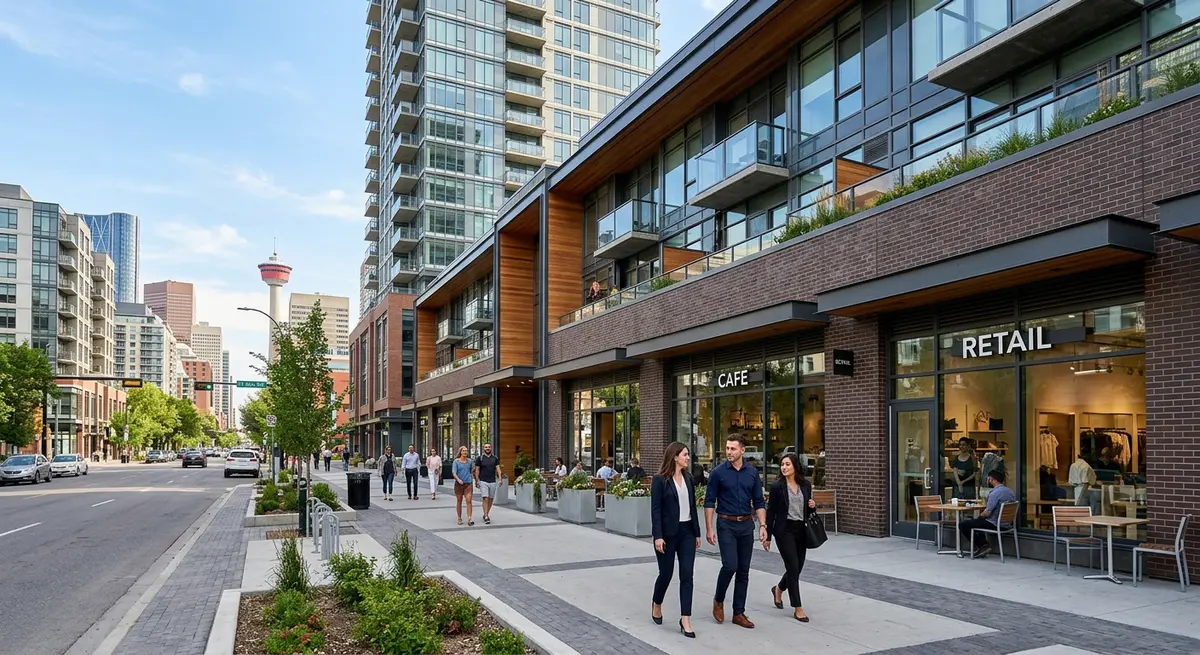 Modern mixed-use commercial real estate development in Calgary's Beltline district