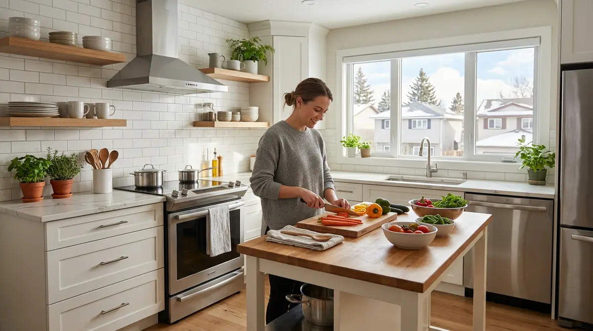 A beautifully renovated kitchen inside a Calgary cooperative housing unit
