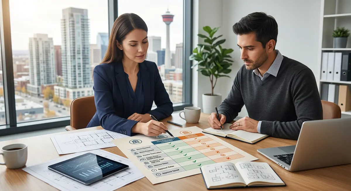 Comparison chart showing traditional vs private lending criteria for Calgary condos