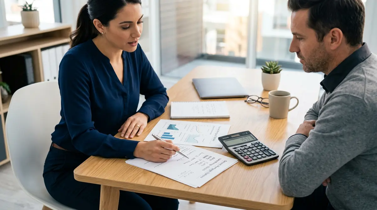 Financial documents and calculator showing second mortgage interest rate calculations