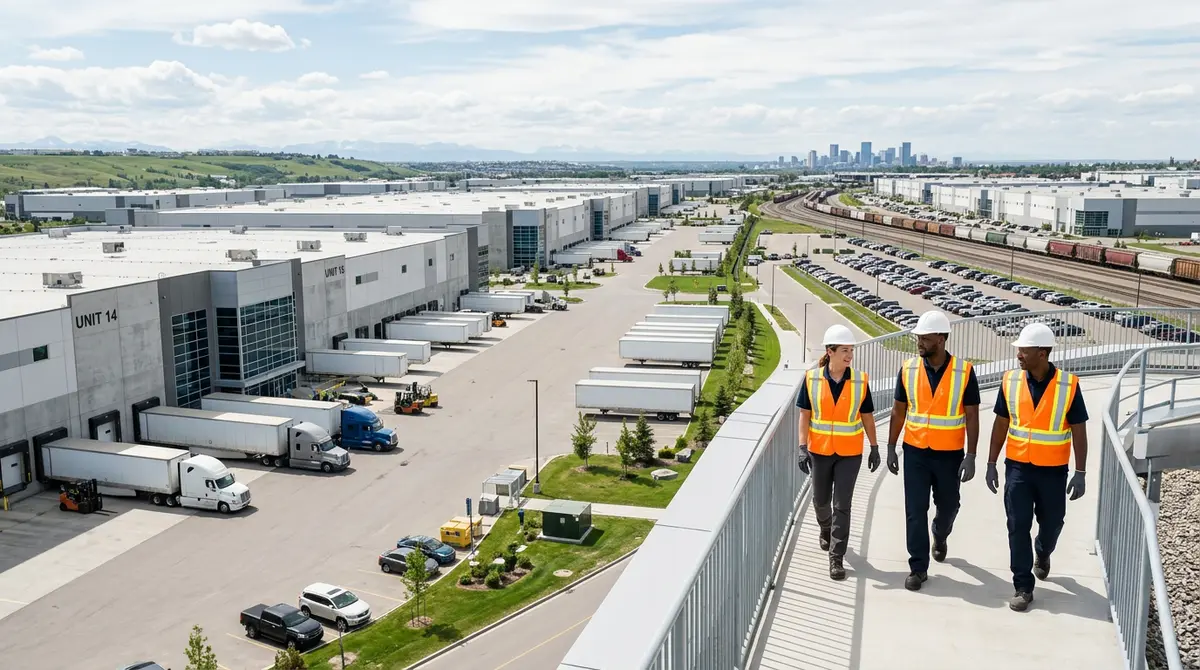 Large industrial logistics and warehousing park in southeast Calgary supporting local job growth