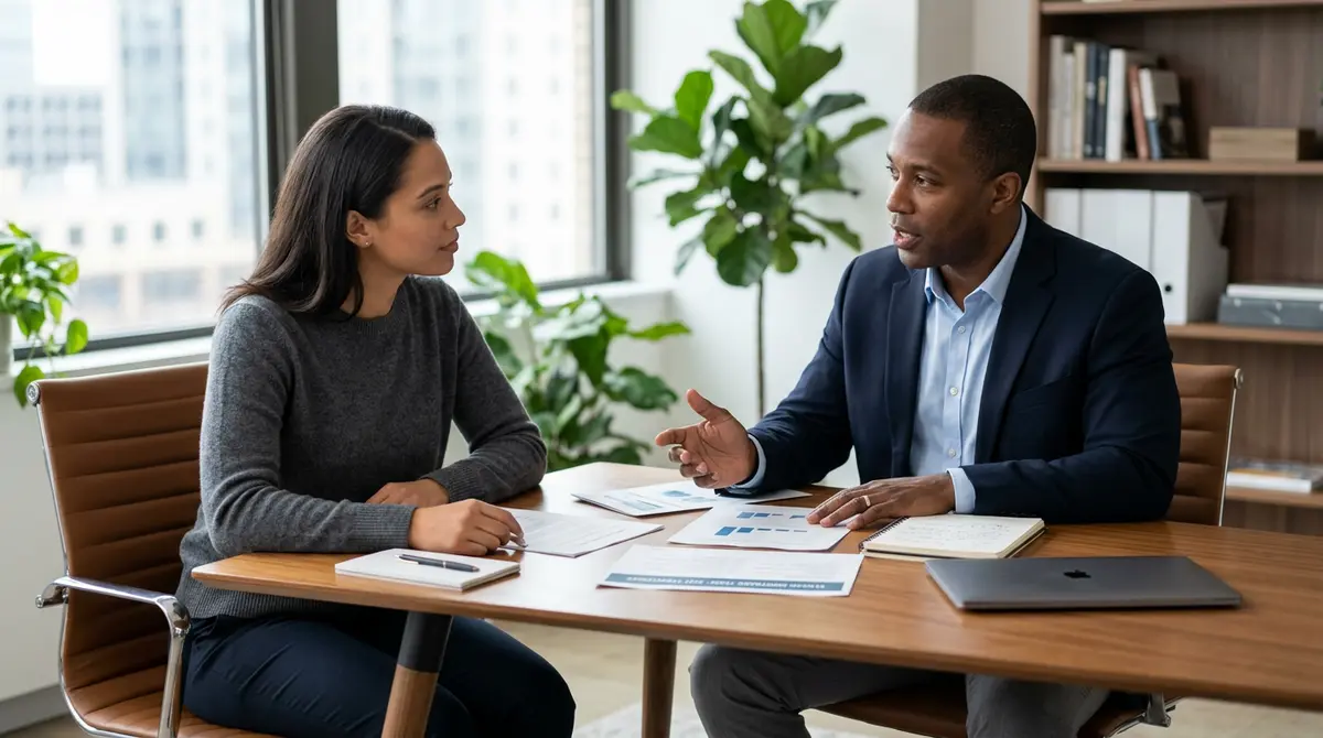 A borrower consulting with a financial advisor about exit strategies for a closed mortgage term