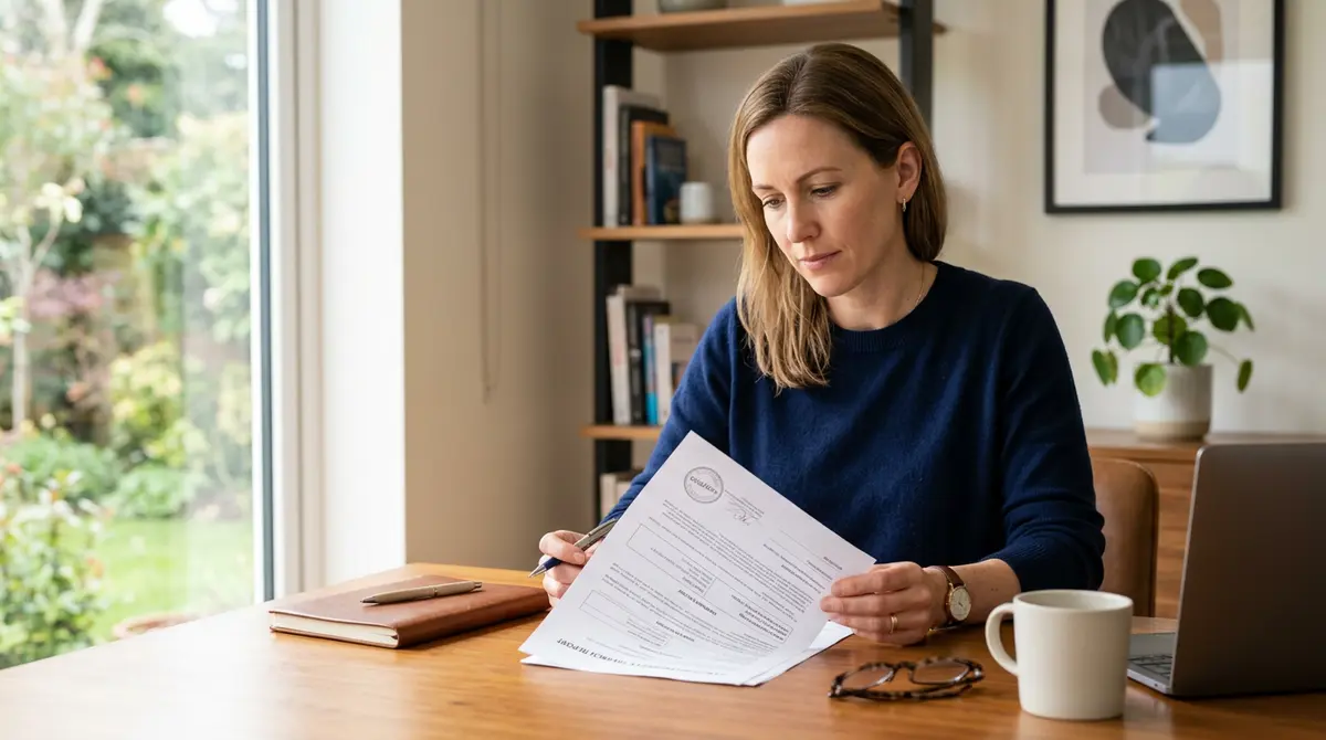 A homeowner reviewing a certified property title search document