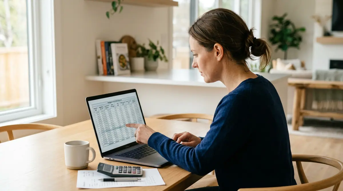 A homeowner reviewing their mortgage amortization schedule on a laptop to verify principal reduction