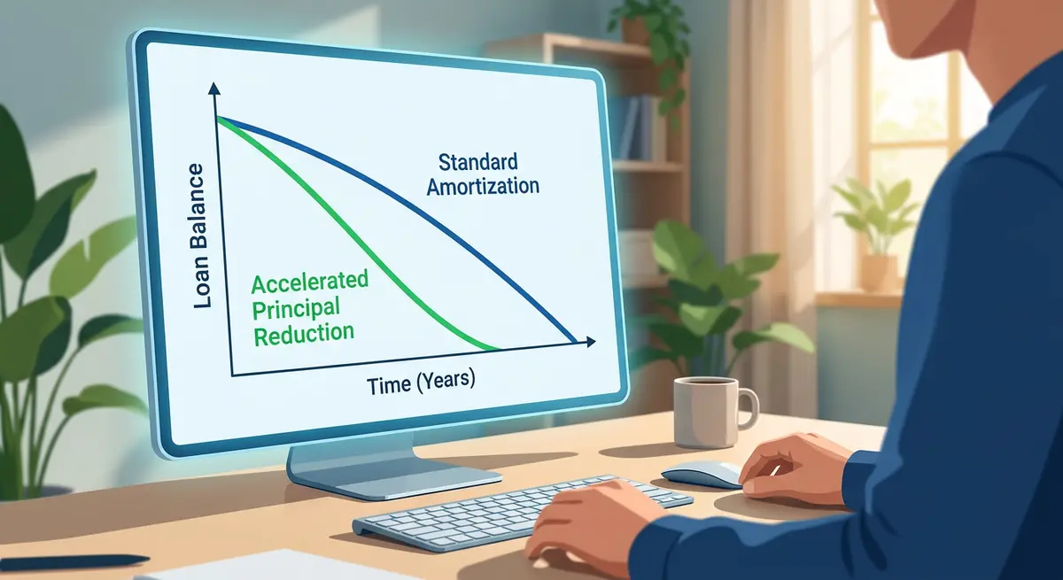 Graph showing the difference between standard amortization and accelerated principal reduction over time