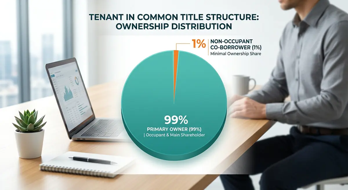 Pie chart illustrating the 99 percent primary owner and 1 percent non-occupant co-borrower Tenant in Common title structure