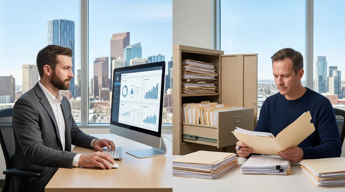 Comparison between major bank digital archives and private lender paper records in Calgary