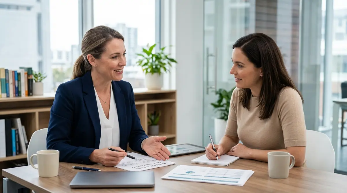 A financial advisor discussing alternative mortgage and debt consolidation options with a client