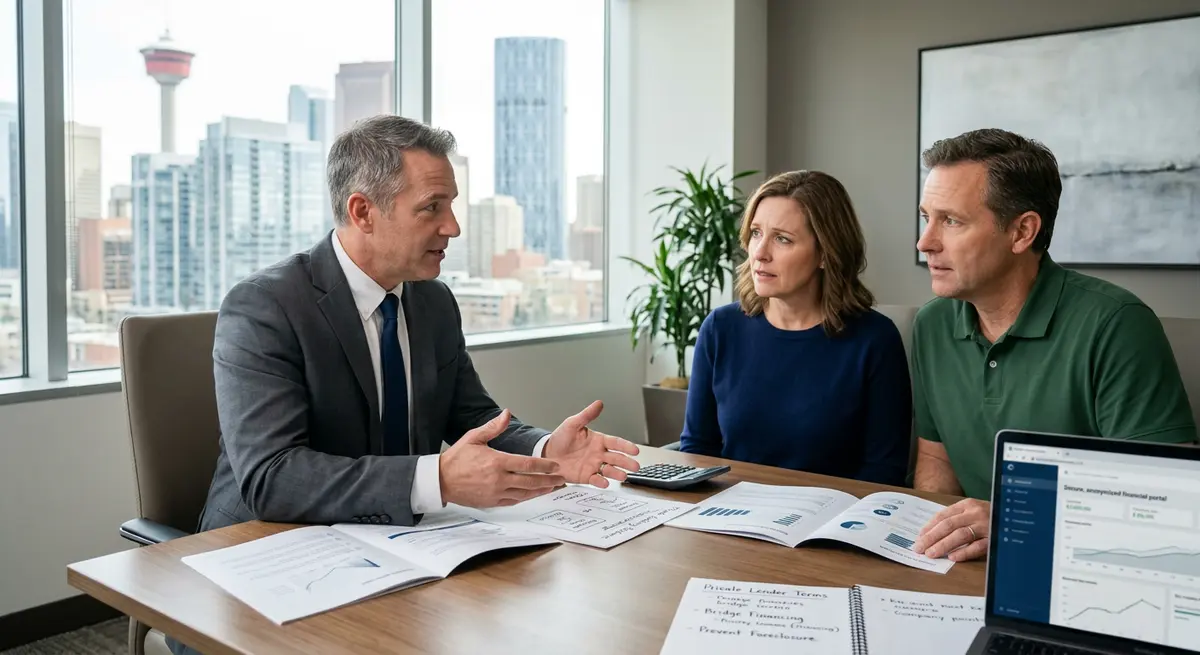 Financial advisor discussing private lending alternatives to stop a foreclosure in Alberta