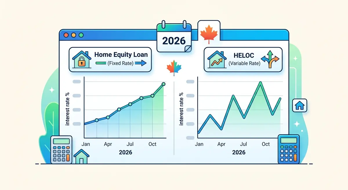 Chart comparing home equity loan and HELOC interest rates in Alberta for 2026
