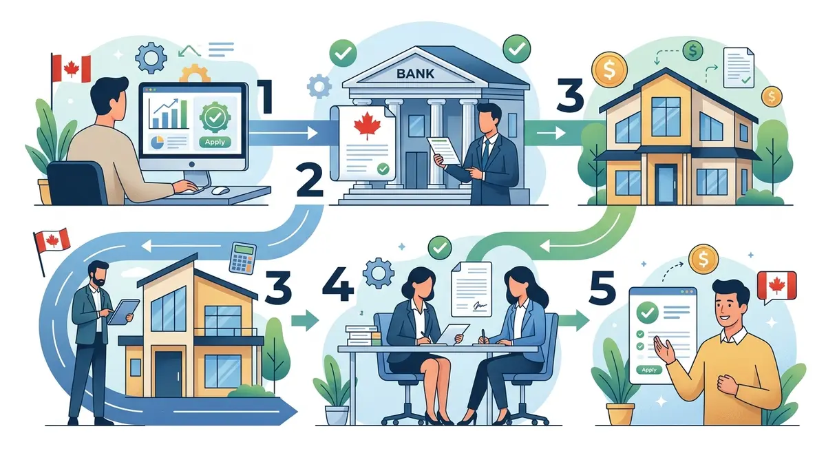 Infographic showing the step-by-step equity loan approval process in Canada