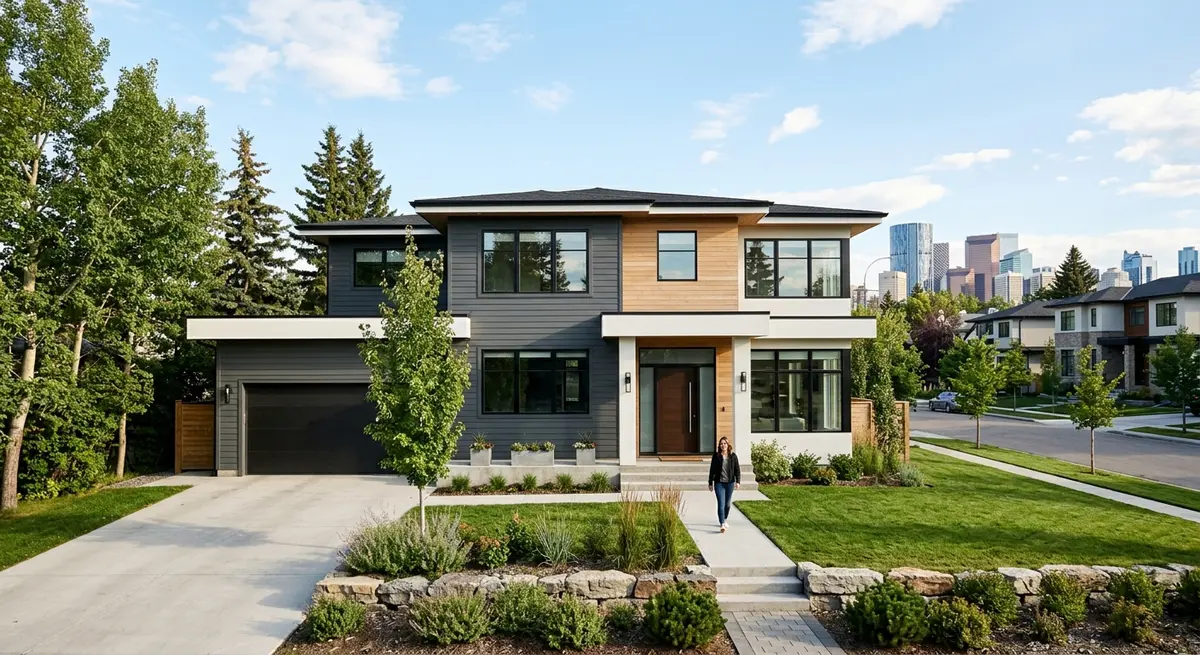 A modern Calgary home exterior representing built-up property equity and real estate value