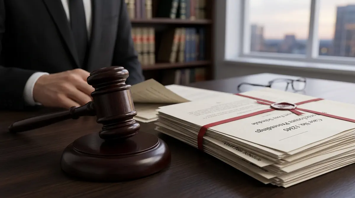 Gavel and legal documents representing the financial costs of foreclosure court proceedings