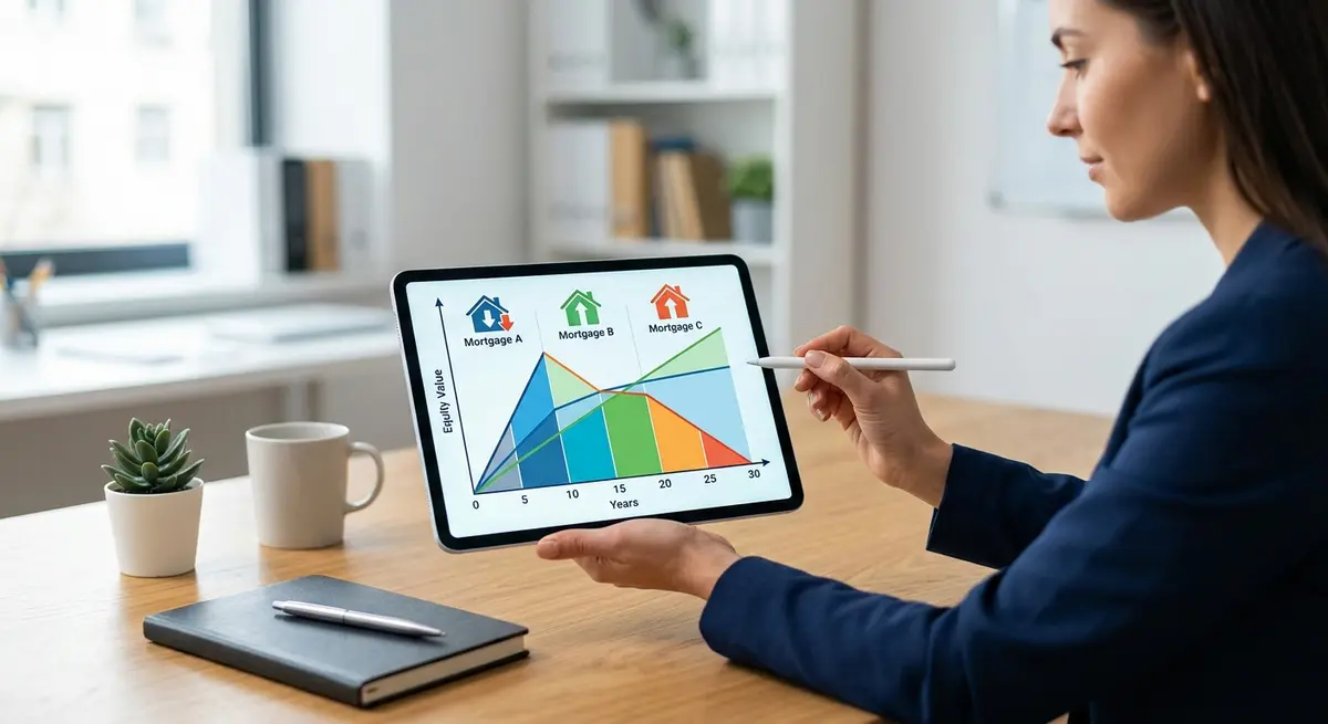 Comparison chart showing equity depletion over time between different mortgage types