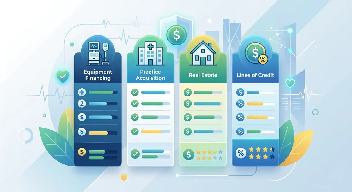Comparison chart showing financing options for Calgary physicians