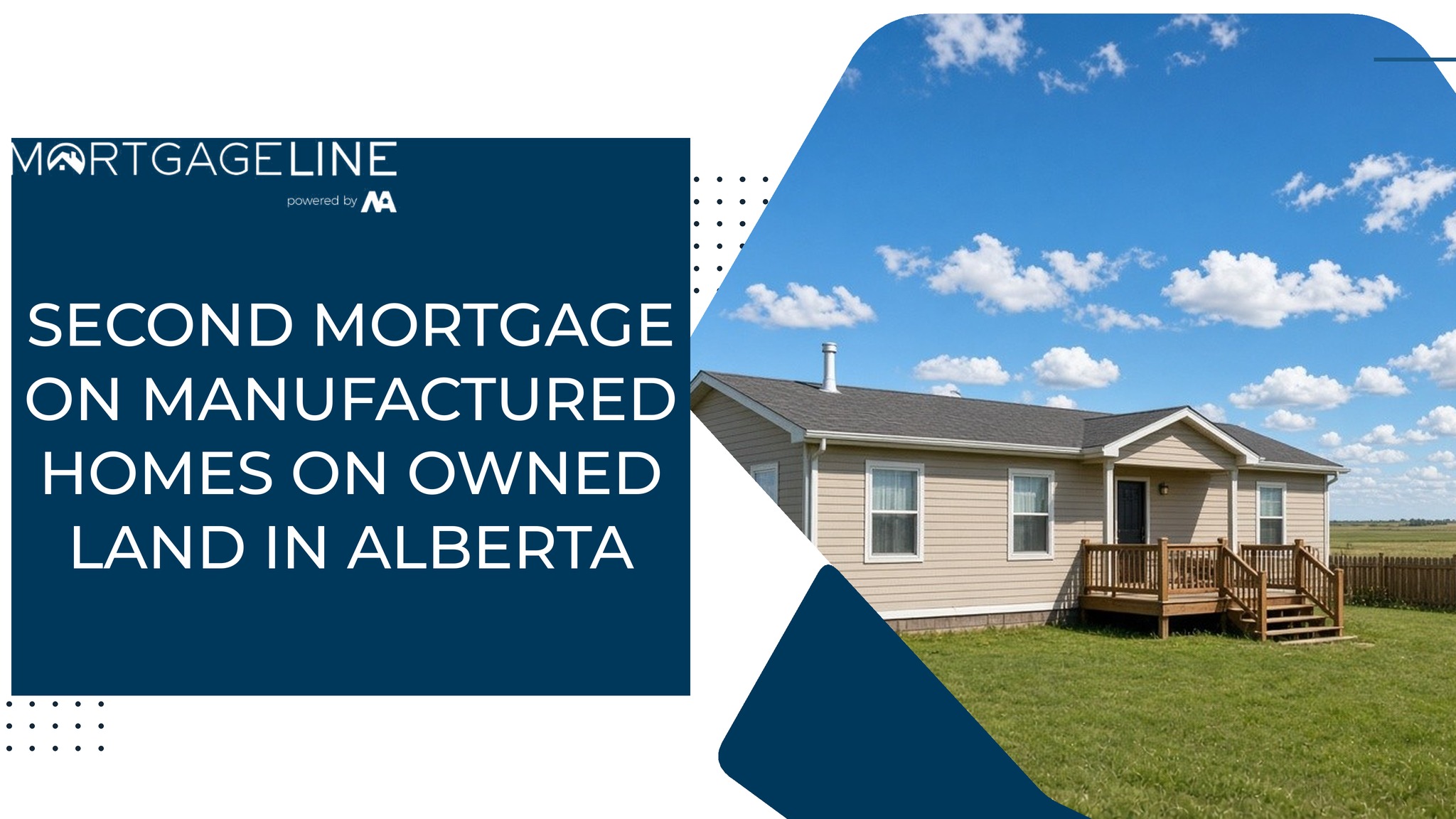 Second mortgage for a manufactured home on owned land in Alberta featured image with a manufactured home on its own lot near Calgary